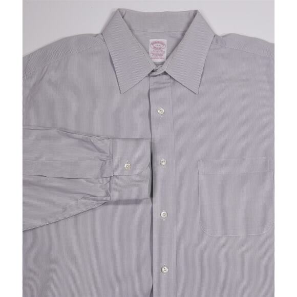 Brooks Brothers Gray Striped Cotton Dress Shirt 17-34/35 - Picture 1 of 6